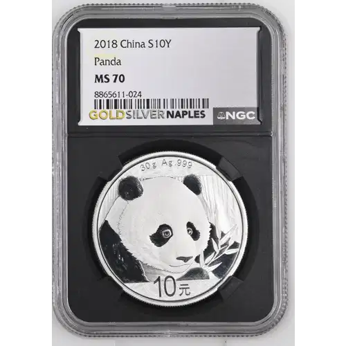 2018 - 30g Panda Silver Coin - China 10Yn - NGC MS70 (S14-B14)
